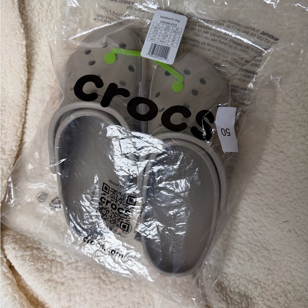 CROCS Beige and Green Clogs